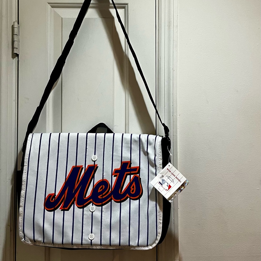 NWT Mets Pinstripe Messenger Bag - Navy Blue and White